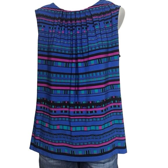 Calvin Klein Sleeveless Blue Pattern Shell Top Blouse size large - Picture 1 of 8